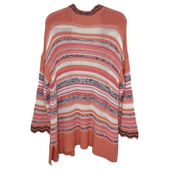 Soft Surroundings Oversized Striped Open-Front Cardigan, XL - Picture 3 of 11